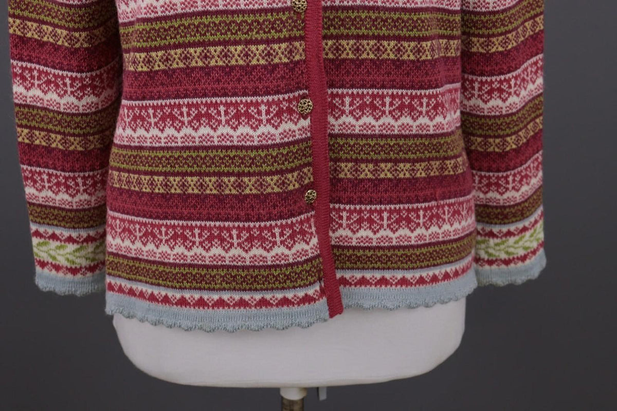 OLEANA Multicolor Jacquard Floral Alpaca Knit Cardigan Sweater – Size M