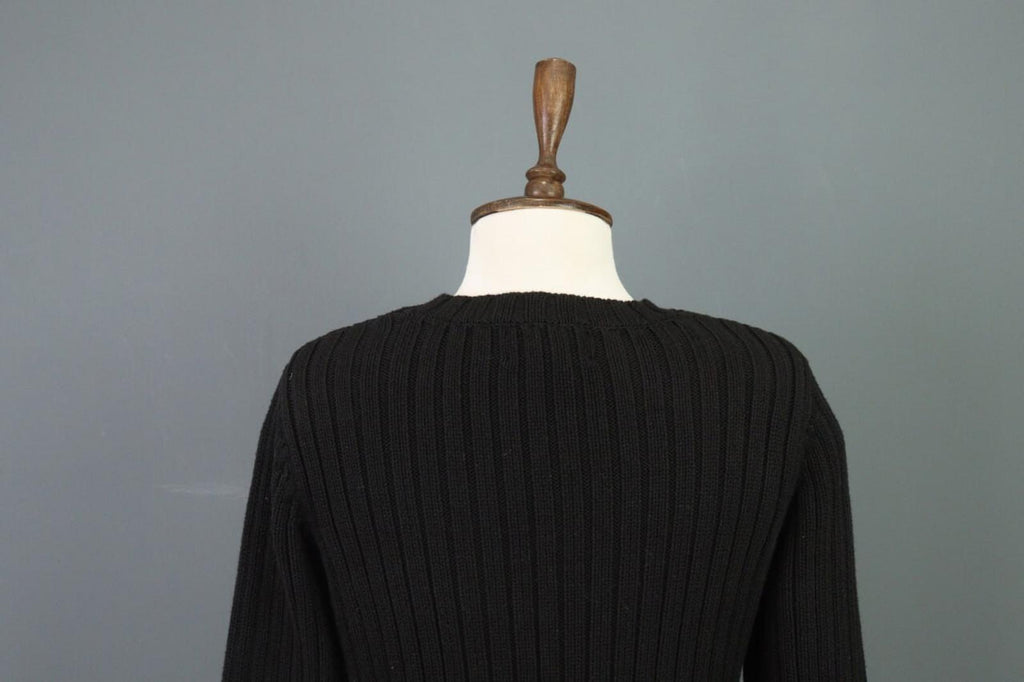 LAUREN RALPH LAUREN Petite Ribbed Black Knit Sweater Sz S