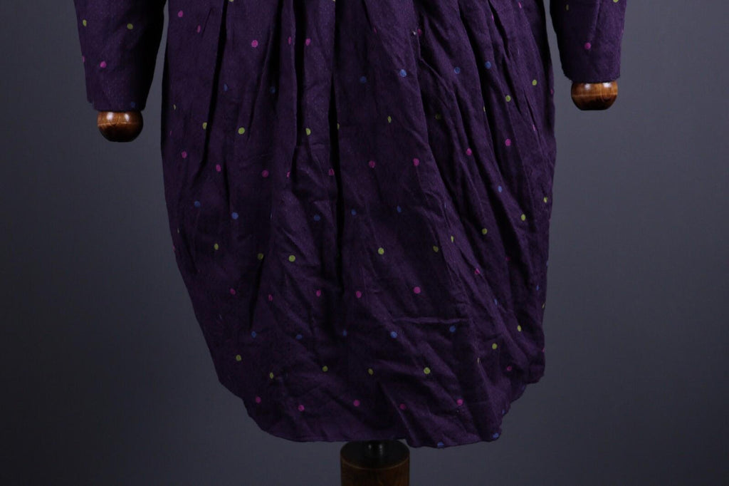 GUDRUN SJODEN Purple Dotted Lagenlook Relaxed Long Sleeve Blouson Dress – Size M