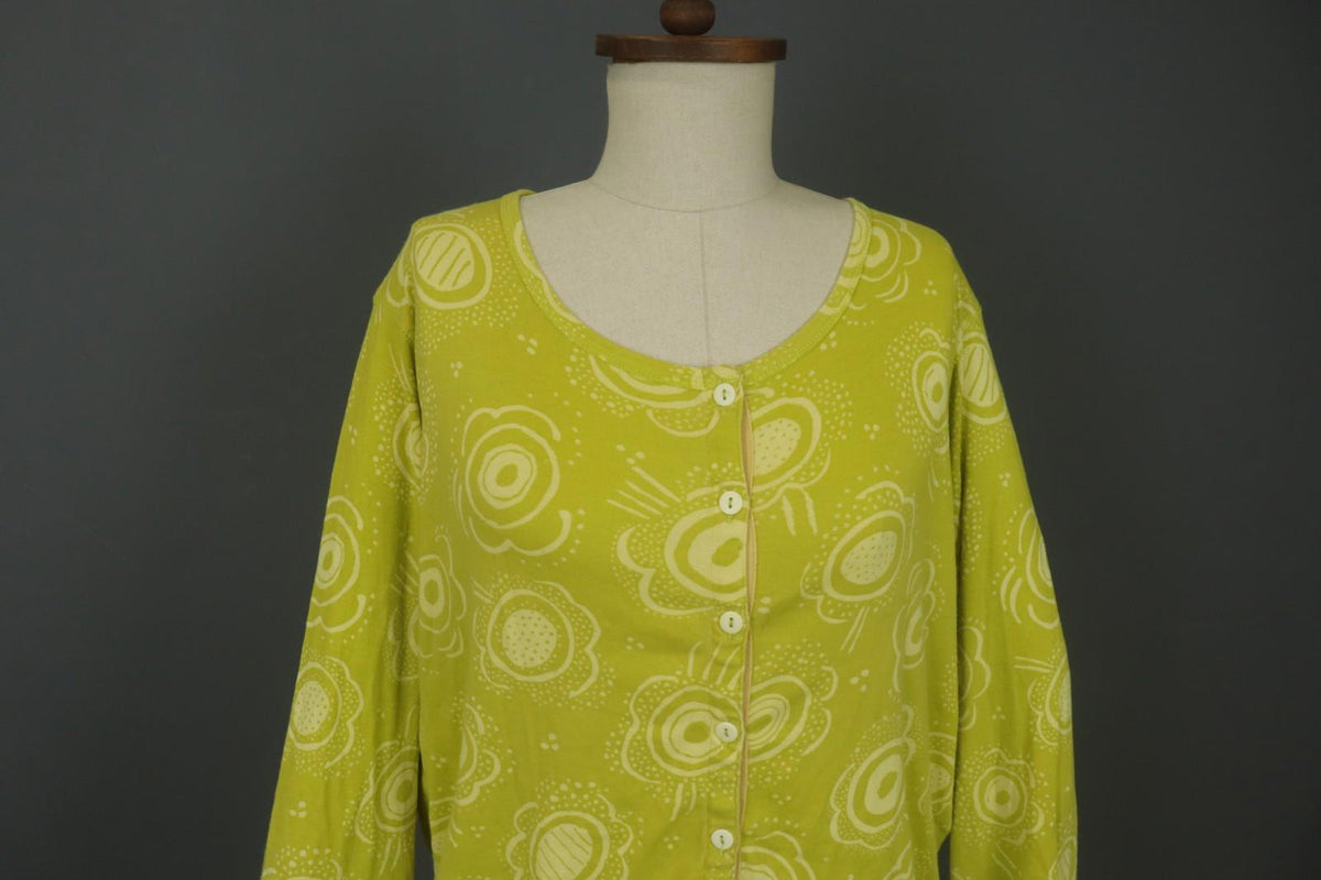 GUDRUN SJODEN Yellow Knit Long Sleeve Round Neck Button Front Cardigan – Size XL