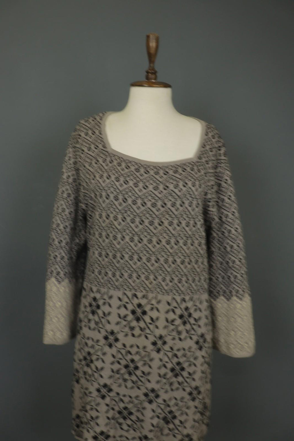 GUDRUN SJODEN Multi Floral 100% Cotton Knitted Square Neck Sweater Dress – Size XL