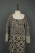 GUDRUN SJODEN Multi Floral 100% Cotton Knitted Square Neck Sweater Dress – Size XL