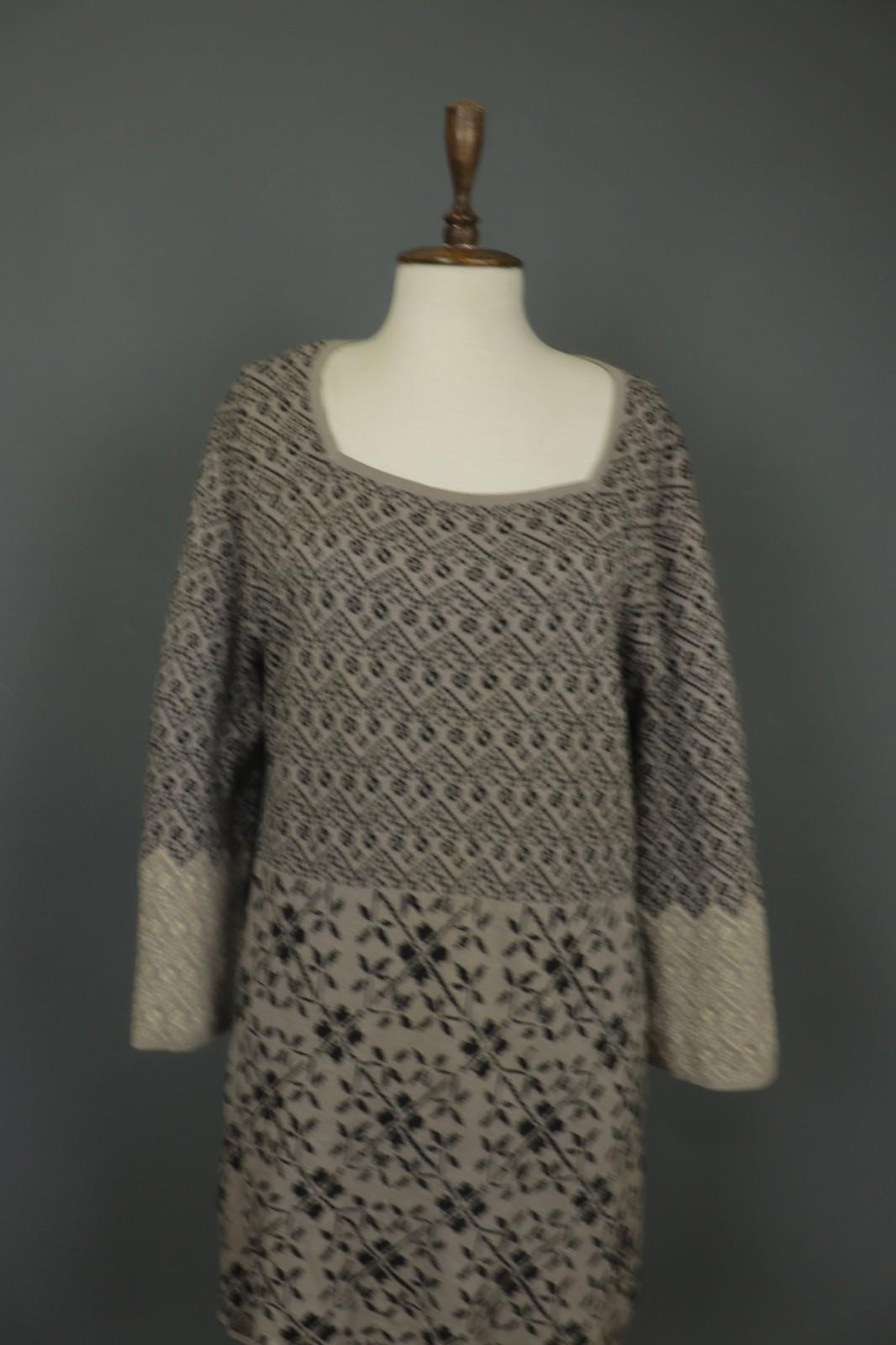 GUDRUN SJODEN Multi Floral 100% Cotton Knitted Square Neck Sweater Dress – Size XL