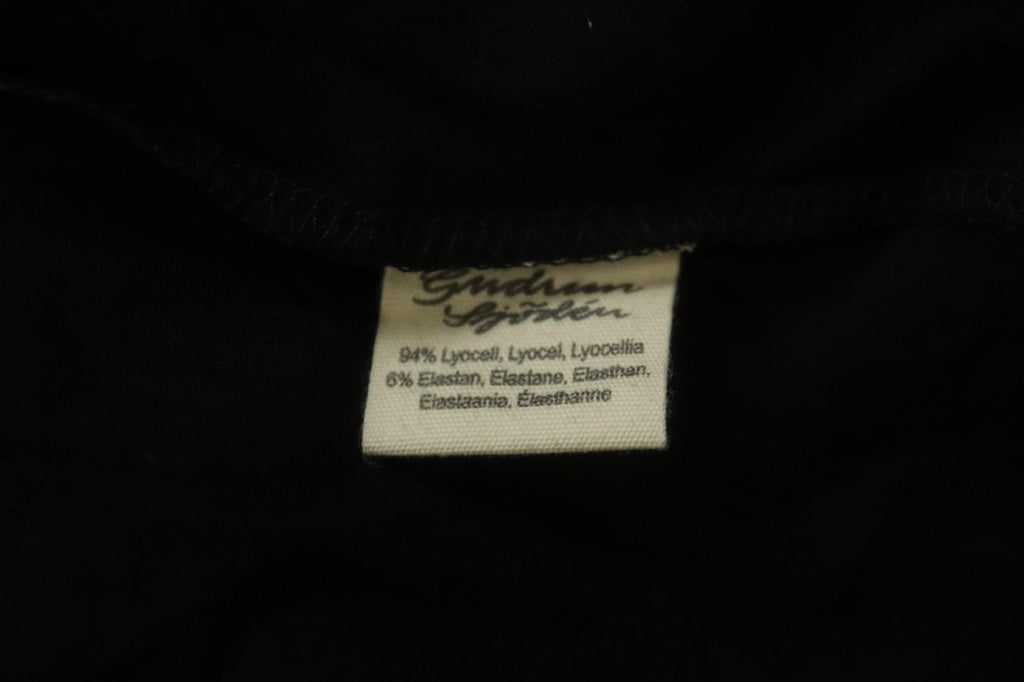 GUDRUN SJODEN Black Lyocell Short Sleeve Round Neck Pullover Blouse Top – Size L