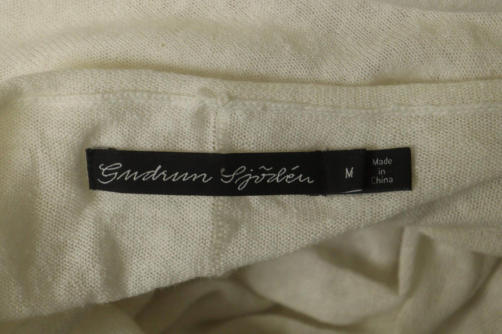 GUDRUN SJODEN White Linen Long Sleeve Round Neck Knit Pullover Sweater – Size M