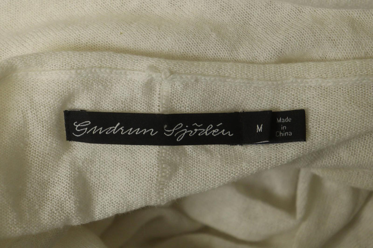 GUDRUN SJODEN White Linen Long Sleeve Round Neck Knit Pullover Sweater – Size M
