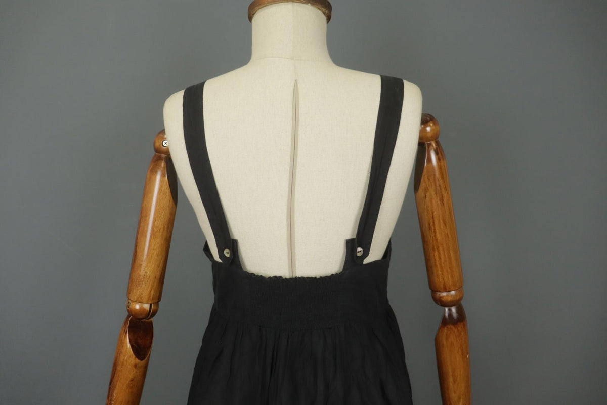 GUDRUN SJODEN Black 100% Cotton Sleeveless Square Neck Backless Tank Dress Sz S