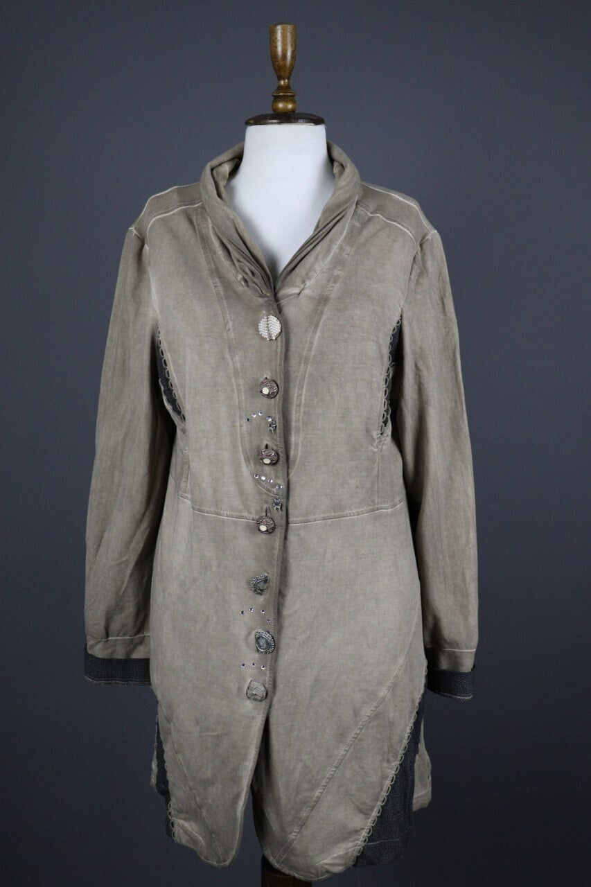 Bottega by Elisa Cavaletti Beige Lagenlook Lightweight Coat Jacket – Size L
