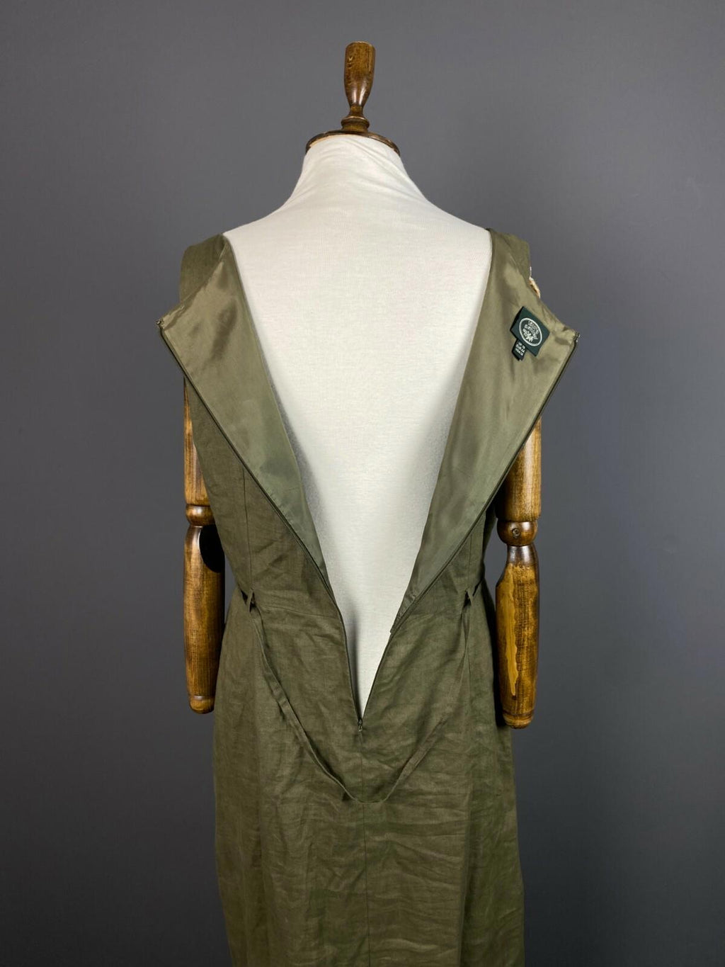 Vintage Women LAURA ASHLEY Khaki Belted Sleveless Maxi Dress – Size 14