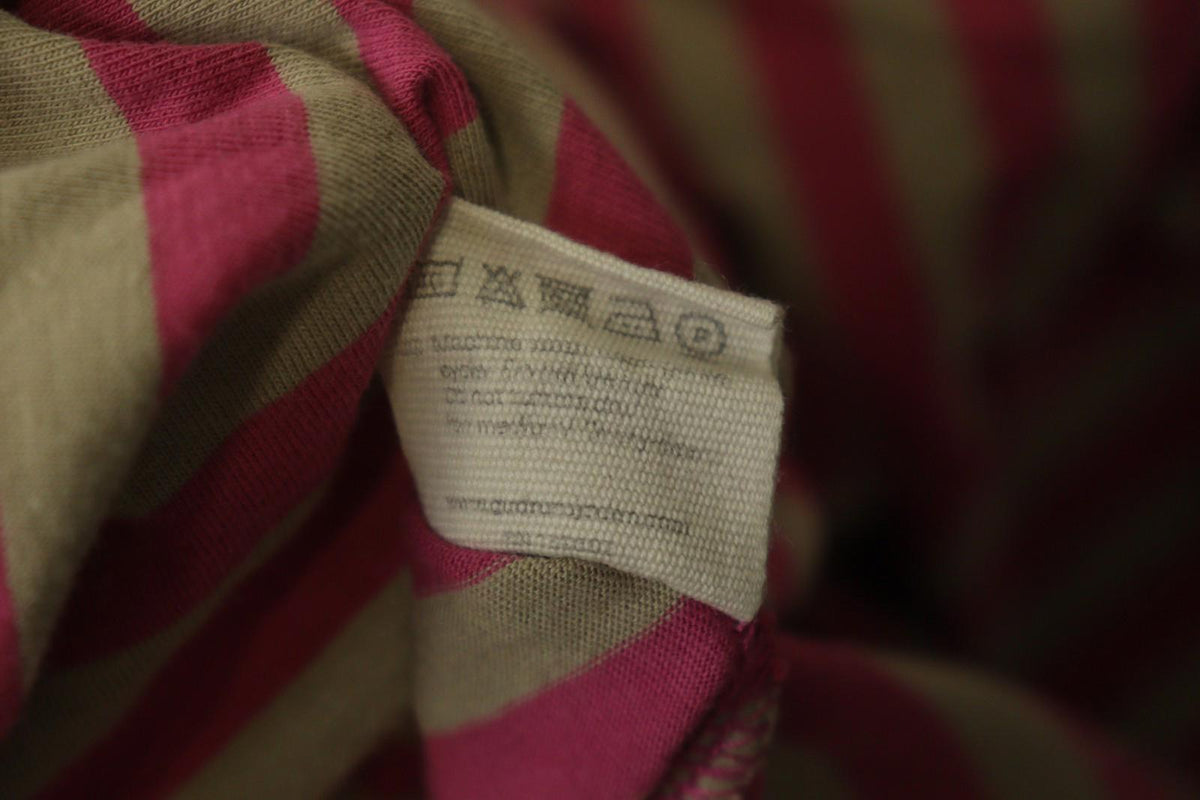 GUDRUN SJODEN Pink Tan Striped Organic Cotton Round Neck Maxi Dress – Size 2XL