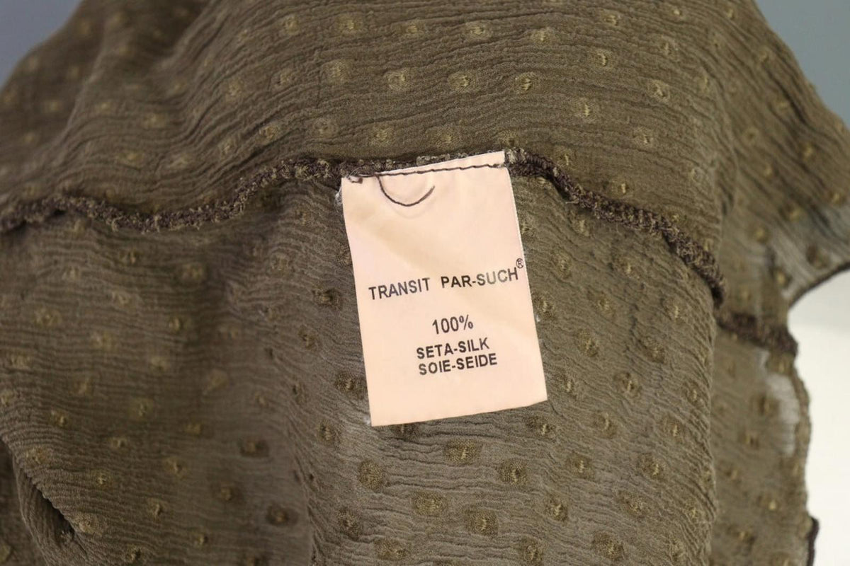 TRANSIT PAR SUCH Brown Mesh Silk Wrape Long Sleeve Top Blouse Shirt – Size 1