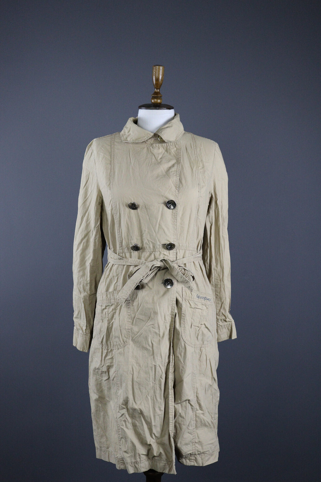 Cop Copine Casual Double Breasted Belted Trench Coat Jacket – Women's 2