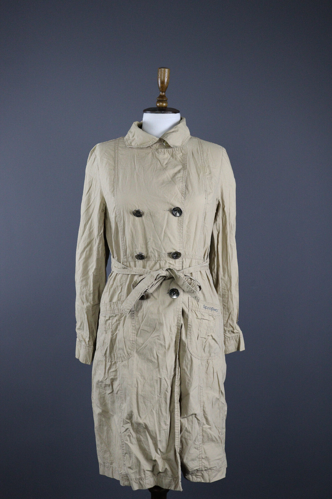 Cop Copine Casual Double Breasted Belted Trench Coat Jacket – Women's 2