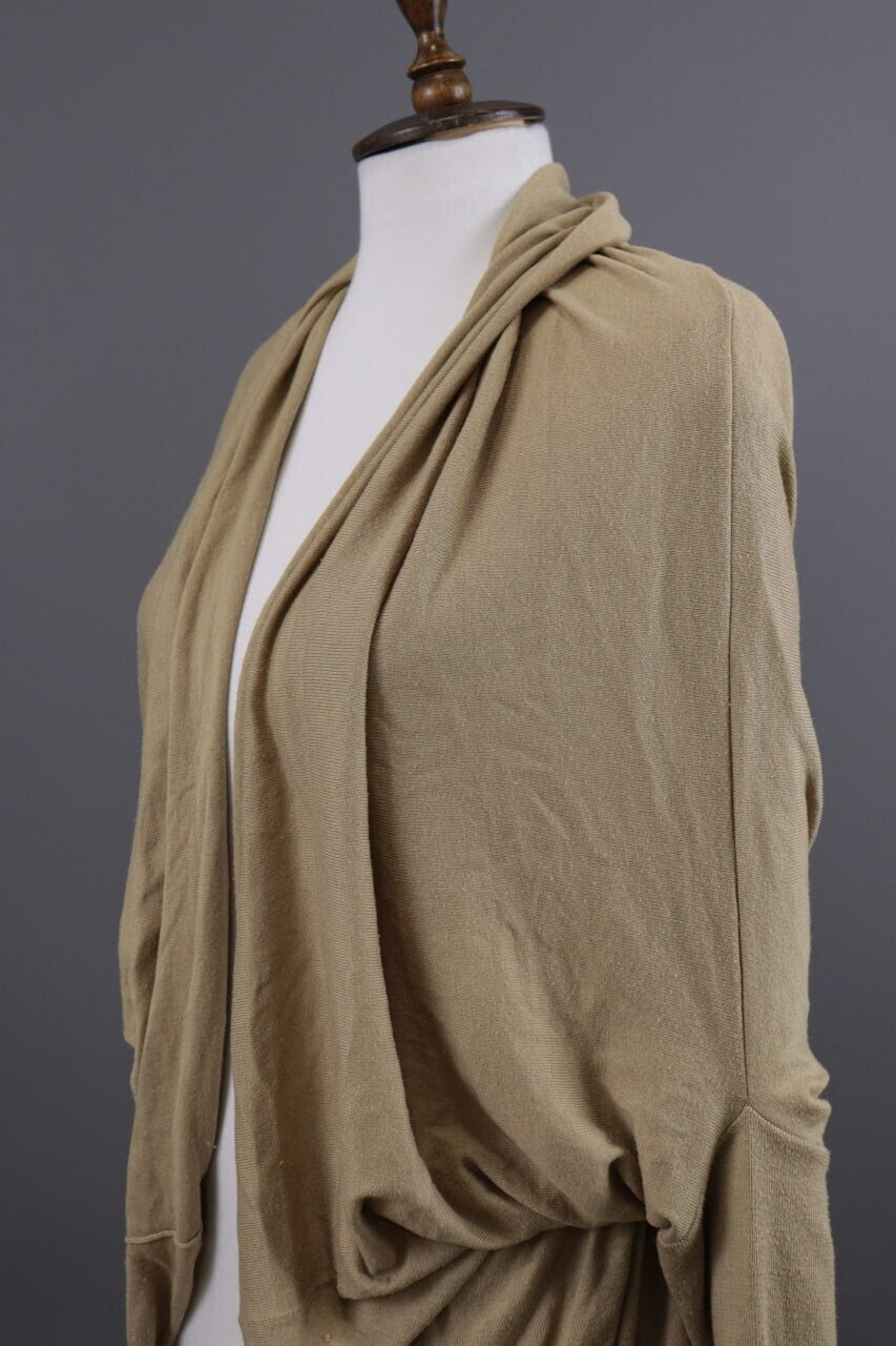 Lauren Ralph Lauren Beige Lagenlook Silk Open Front Cardigan Cape – Size L