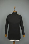 SEZANE Black Turtleneck Raglan Sleeve Button Detailed Pullover Sweater – Size S