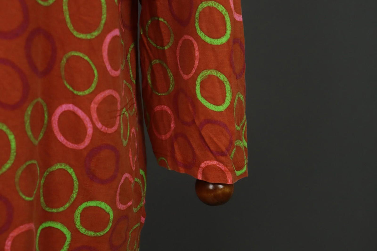 GUDRUN SJODEN Orange Polka Dot Viscose Long Sleeve Pullover Shift Dress – Size L