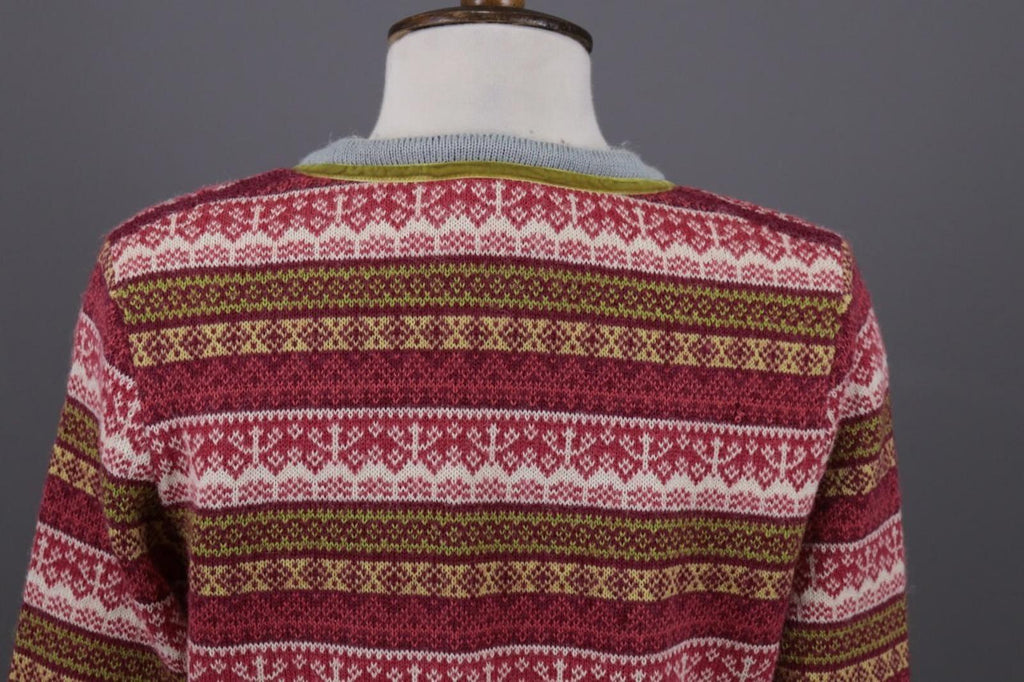 OLEANA Multicolor Jacquard Floral Alpaca Knit Cardigan Sweater – Size M