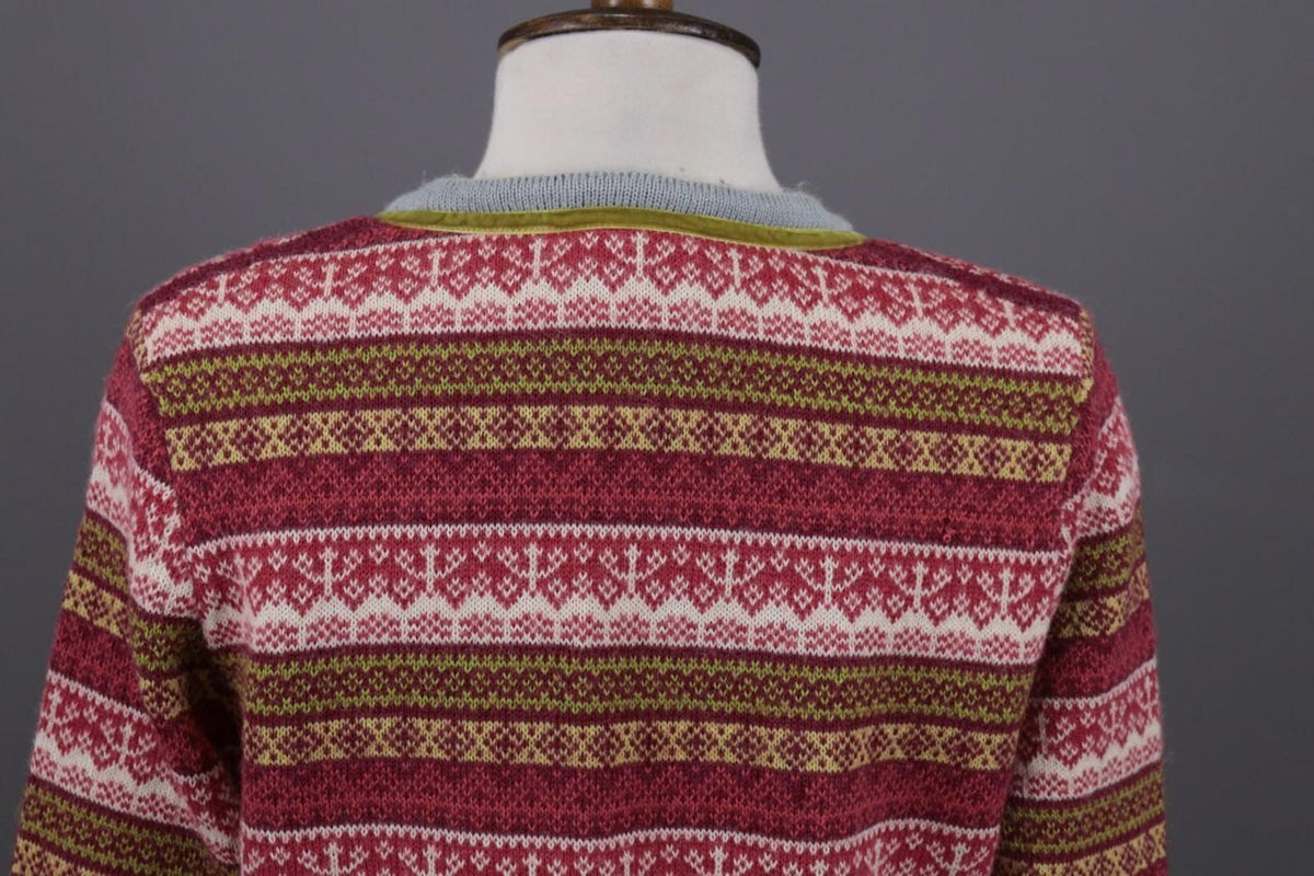 OLEANA Multicolor Jacquard Floral Alpaca Knit Cardigan Sweater – Size M
