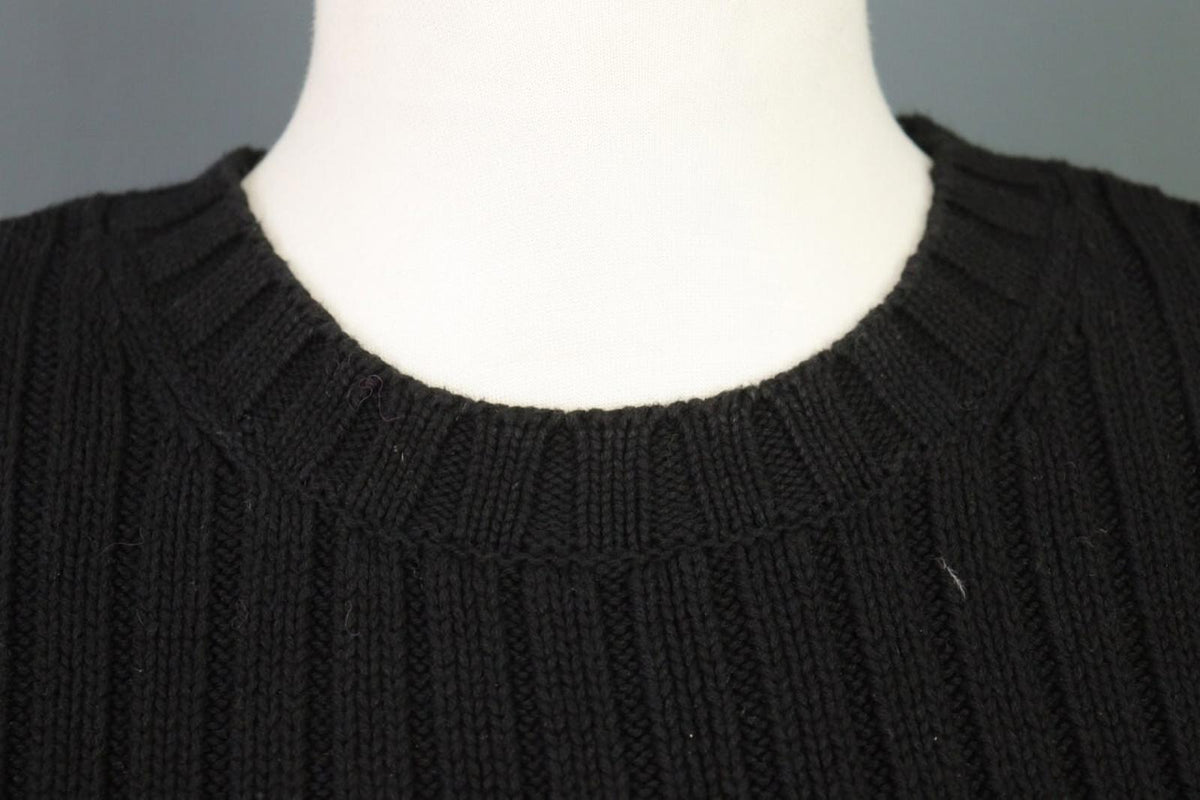 LAUREN RALPH LAUREN Petite Ribbed Black Knit Sweater Sz S
