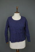 GUDRUN SJODEN Navy 100% Wool Knit Long Sleeve Round Neck Pullover Sweater – Size S