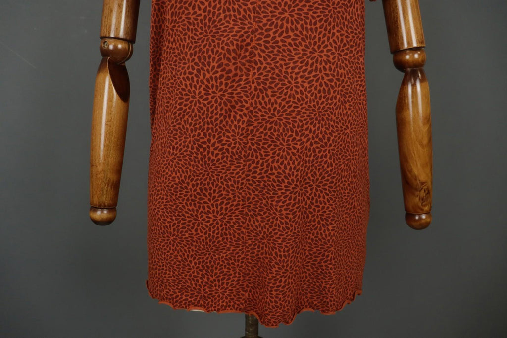 GUDRUN SJODEN Orange Dotted Modal Short Sleeve Round Neck Tunic Top – Size M