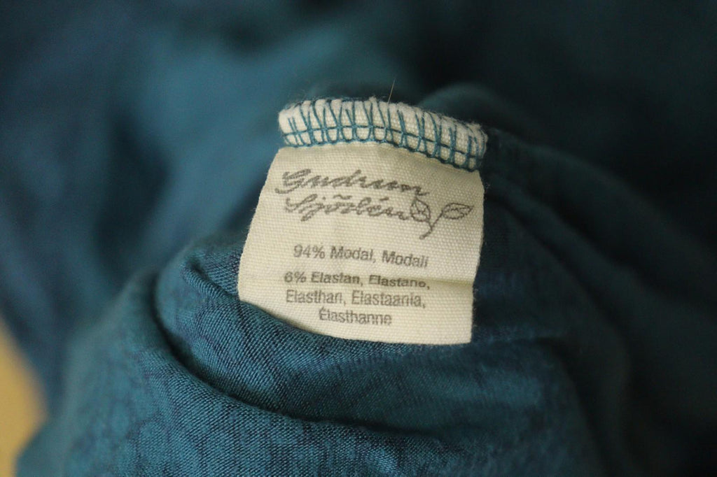 GUDRUN SJODEN Navy Blue Floral Modal Short Sleeve Pullover Shift Dress – Size L