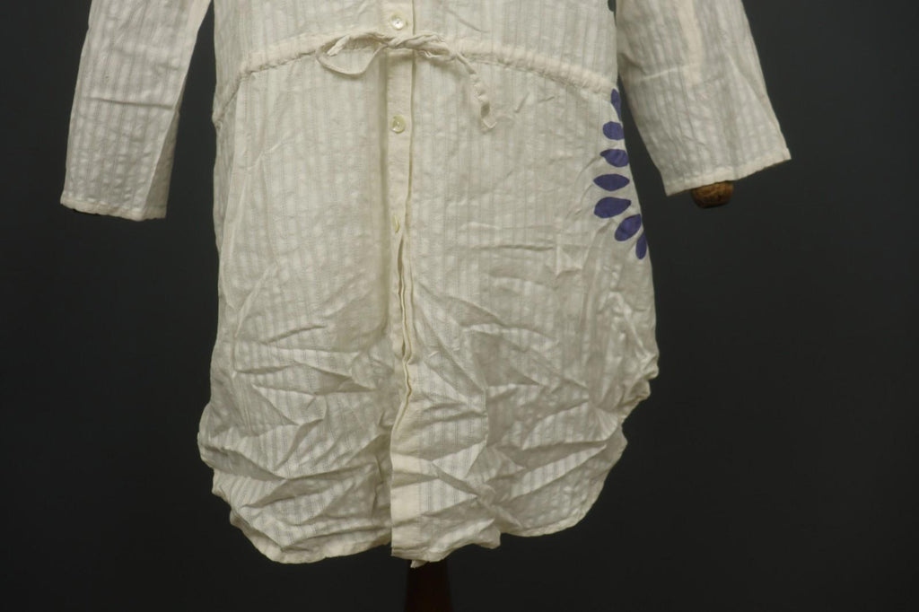 GUDRUN SJÖDEN Ivory Cotton Long Sleeve Tie Waist Button Front Shirt Dress – Size S