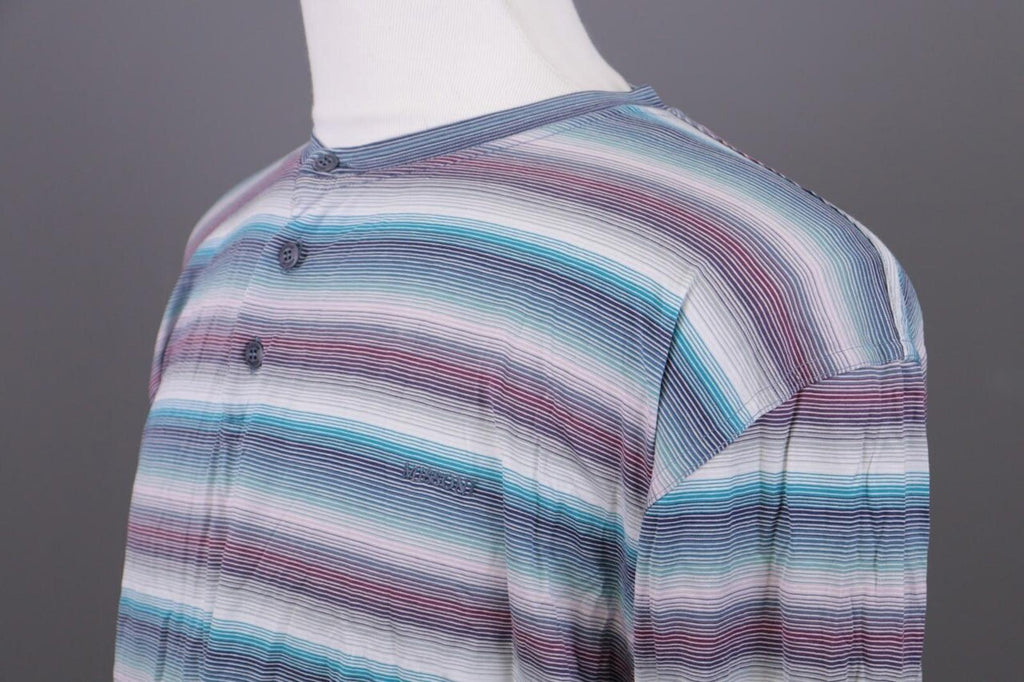 MISSONI UOMO Multicolor Striped Henley Knit Sweater – Size 54