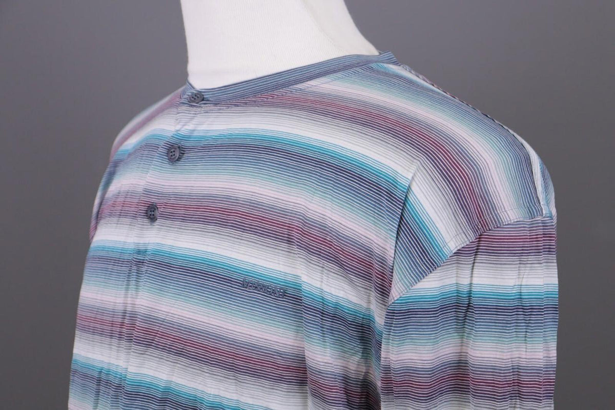 MISSONI UOMO Multicolor Striped Henley Knit Sweater – Size 54