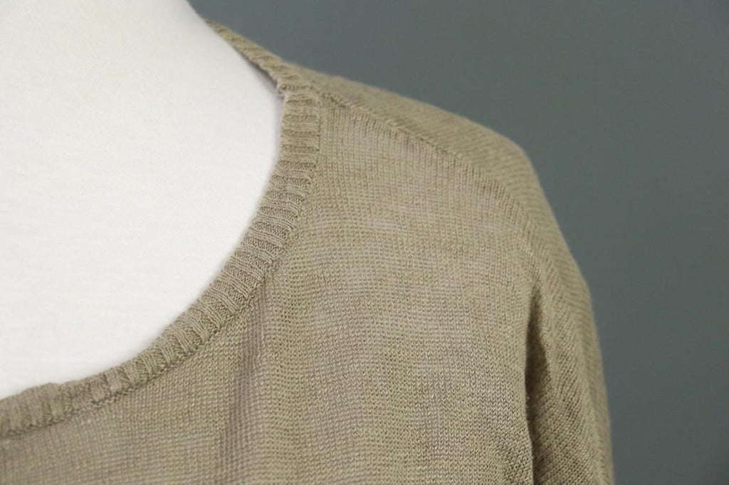 GUDRUN SJODEN Brown Linen Knit Crew Neck Raglan Sleeve Pullover Sweater – Size S