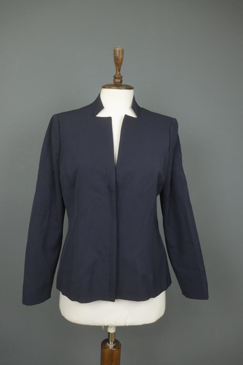 VALENTINO ROMA Navy Long Sleeve Mock Neck Formal Full Zip Blazer Jacket – Size 46
