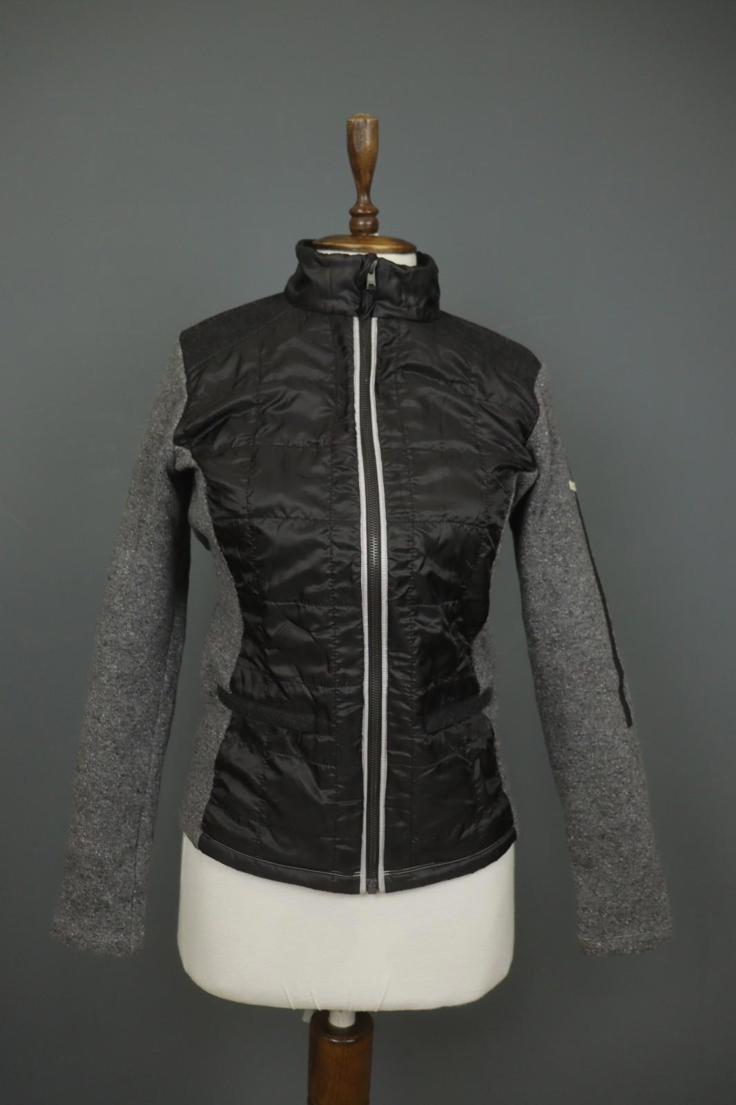 CAPRANEA Black Gray Slim Fit Long Sleeve Mock Neck Full Zip Jacket – Size 38