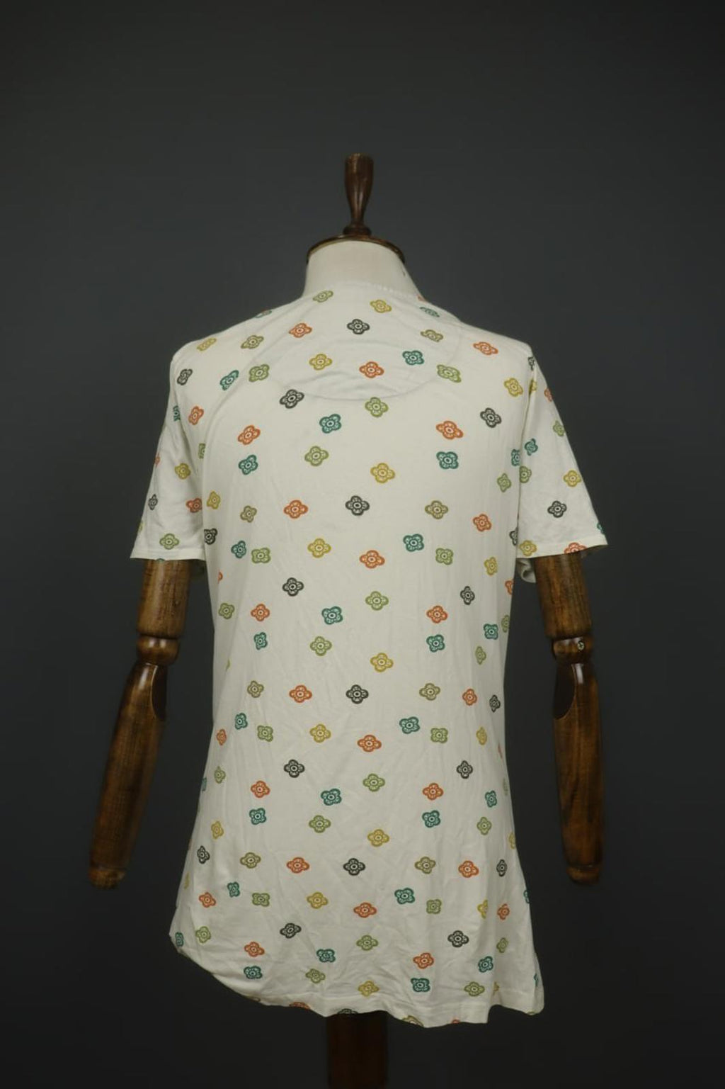 GUDRUN SJODEN Multi Floral Cotton Short Sleeve Round Neck Pullover Dress S/M