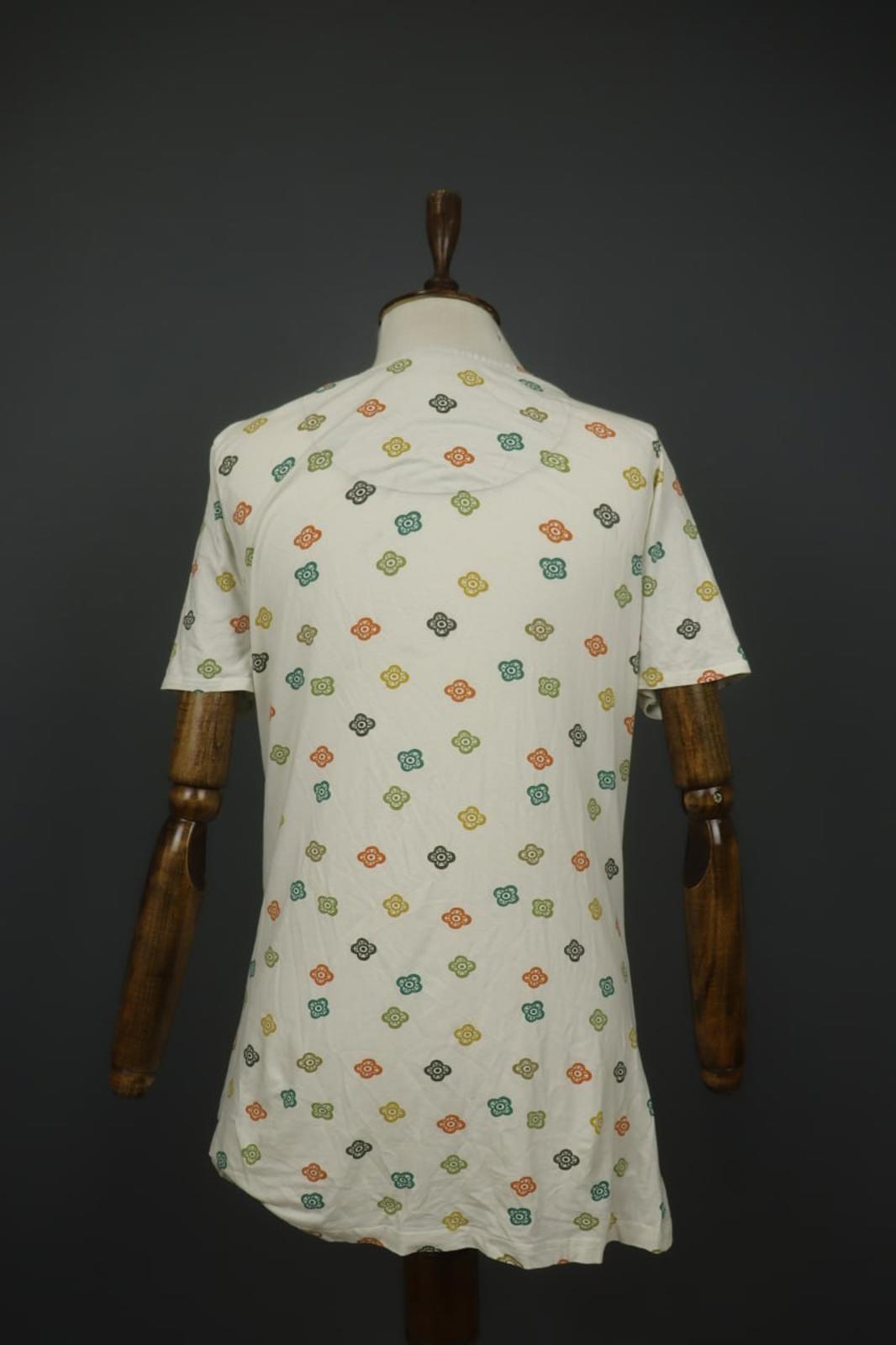 GUDRUN SJODEN Multi Floral Cotton Short Sleeve Round Neck Pullover Dress S/M