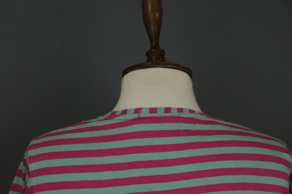 GUDRUN SJODEN Teal Pink Striped Casual Long Sleeve Pullover Blouse Top – Size S