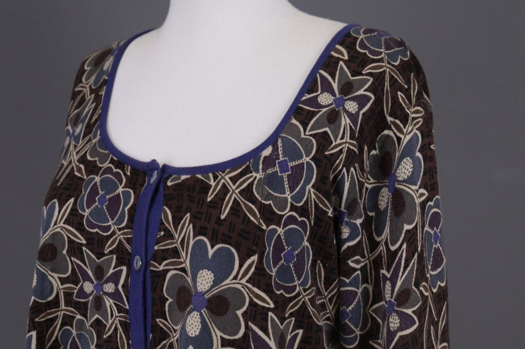 GUDRUN SJODEN Brown Floral Button Down Long Cardigan Sweater – Size M – Used