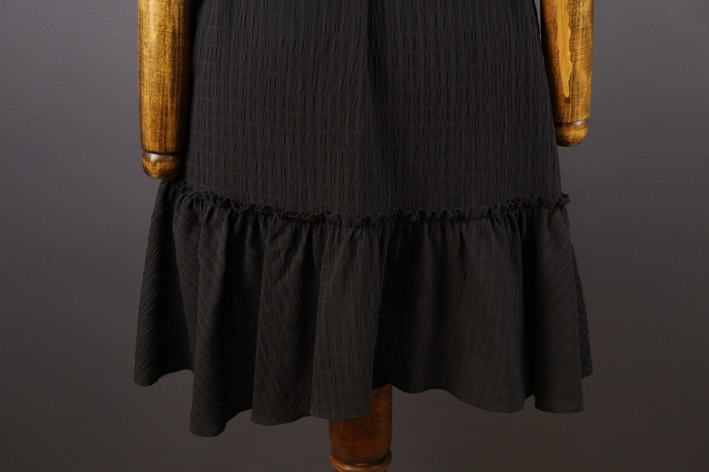 AllSaints Black Short Sleeve Ruffle Wrap A-Line Dress – Size UK 12 / US 8