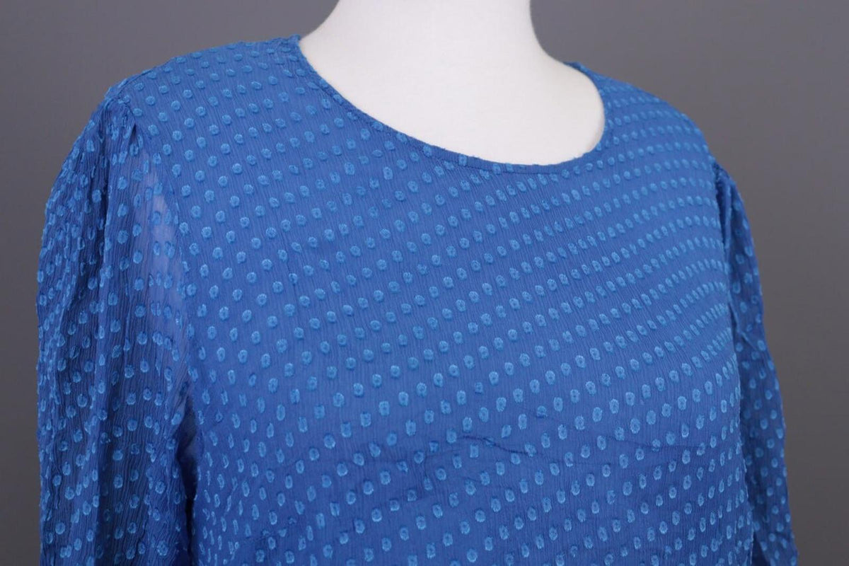 GRIZAS Blue Silk Textured Lagenlook 3/4 Sleeve Blouse Tunic – Size XS