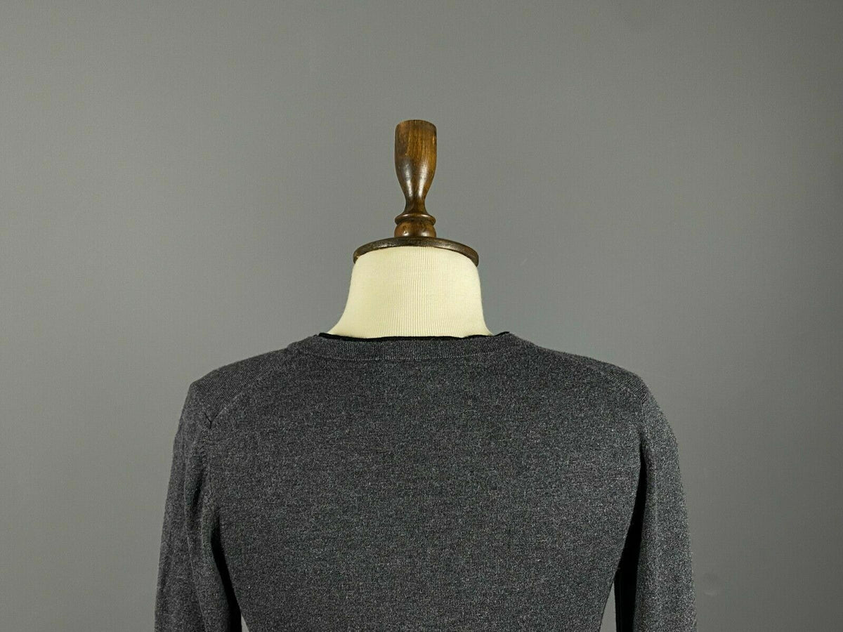 Escada Sport Gray Stretch V-Neck Pullover Jumper Sweater – Size S