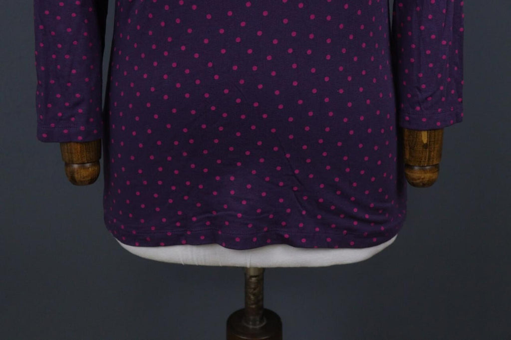 GUDRUN SJODEN Purple Polka Dot Modal Crew Neck Long Sleeve Blouse Top – Size S