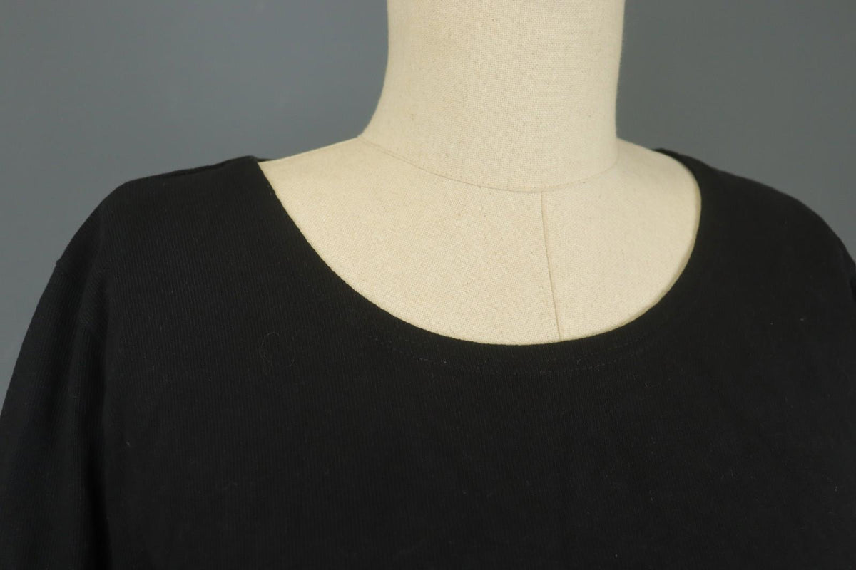 GUDRUN SJODEN Black Cotton Long Sleeve Round Neck Slit Pullover Sweater – Size M