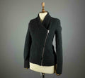 IRO Cody Black Shawl Asymmetric Zip Up Wool Jacket – Size 38