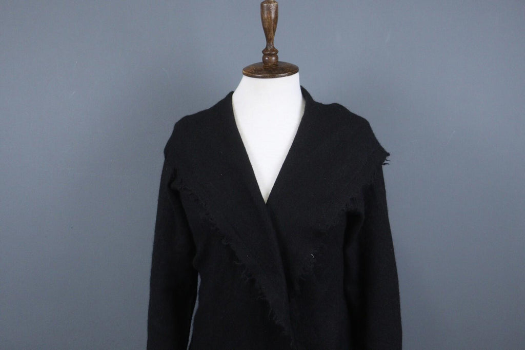 FABIANA FILIPPI Black Long Sleeve Button Front Cardigan Sweater Cape – Size M