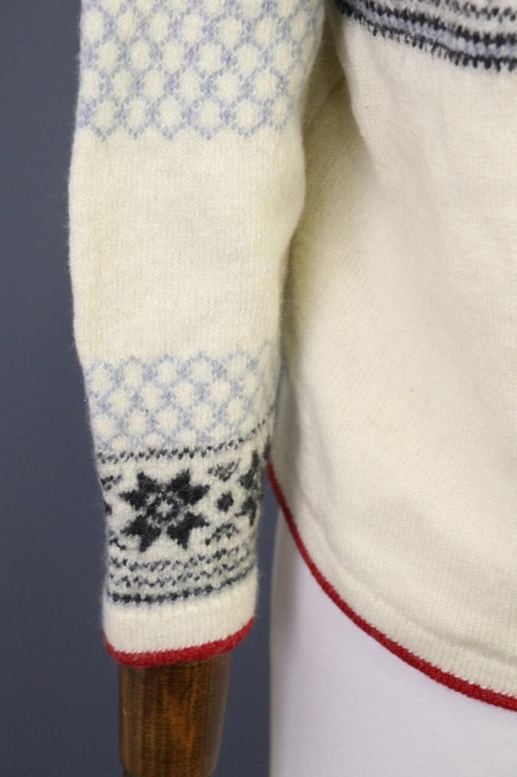 DALE OF NORWAY Beige Snowflakes 1/4 Zip Knit Ski Sweater – Size M