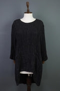 GRIZAS Black Textured Silk Lagenlook Tunic Midi Dress – Size M