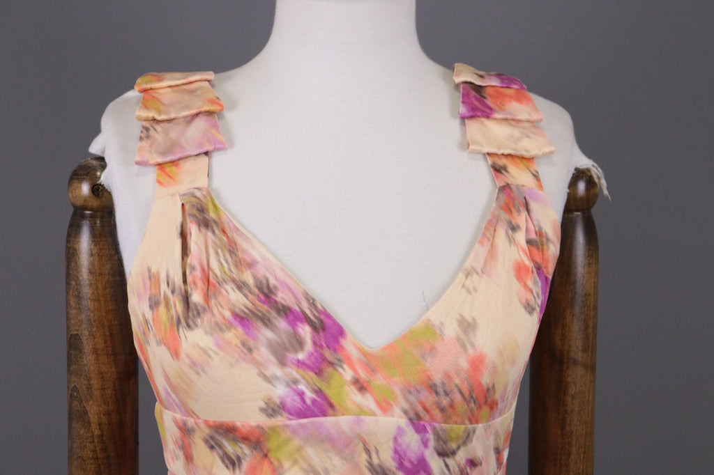 GIANNI VERSACE Multicolor Floral 3D Sleeveless V-Neck Blouse Tank Top – Size 40