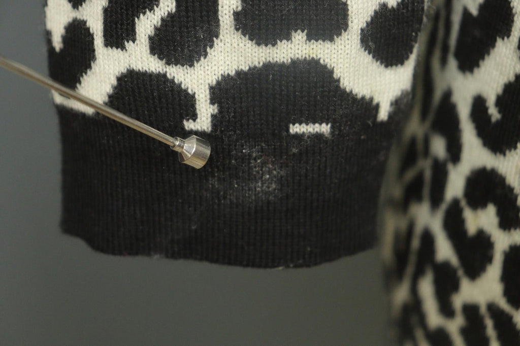 GIVENCHY Life Black White Leopard Print 100% Wool Long Sleeve Sweater Dress M/L