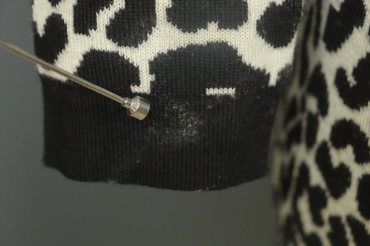 GIVENCHY Life Black White Leopard Print 100% Wool Long Sleeve Sweater Dress M/L
