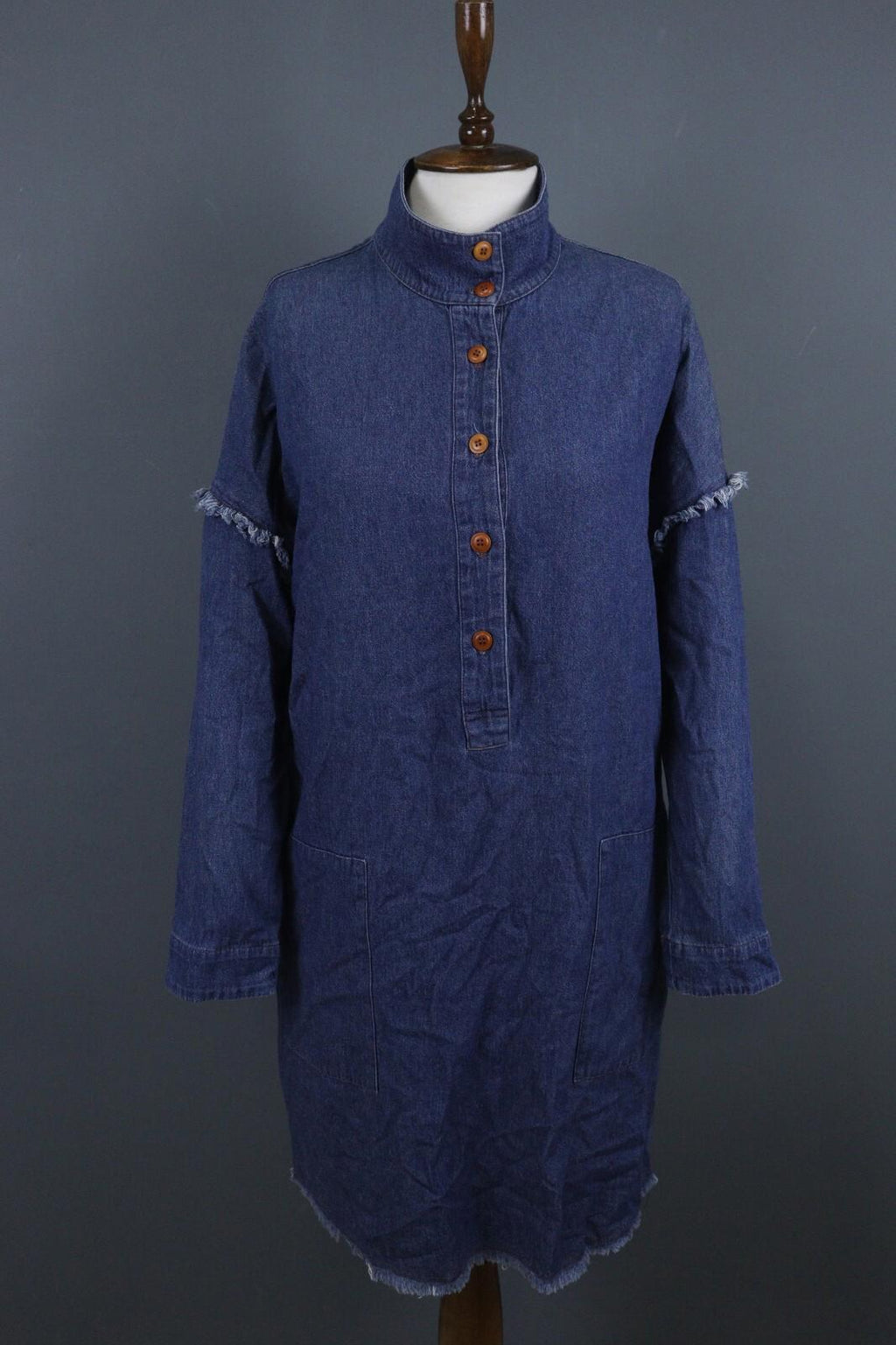 RAQUEL ALLEGRA Blue Lightweight Pockets Button Front Shirt Dress – Size 2