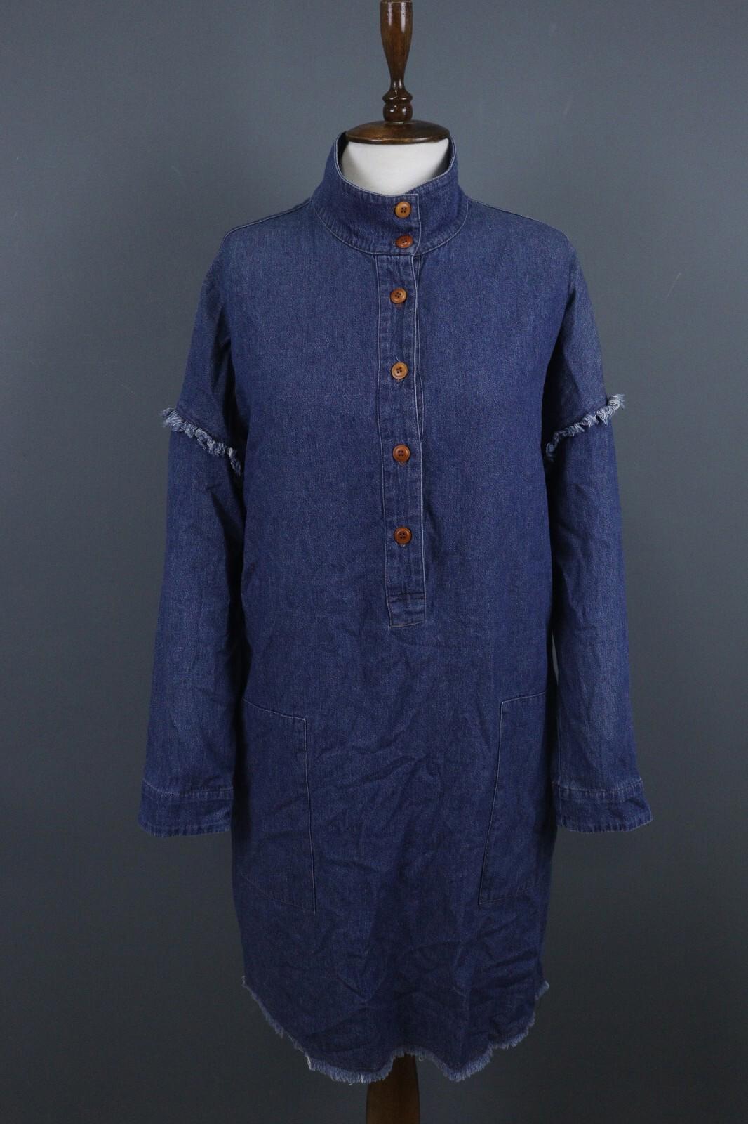RAQUEL ALLEGRA Blue Lightweight Pockets Button Front Shirt Dress – Size 2